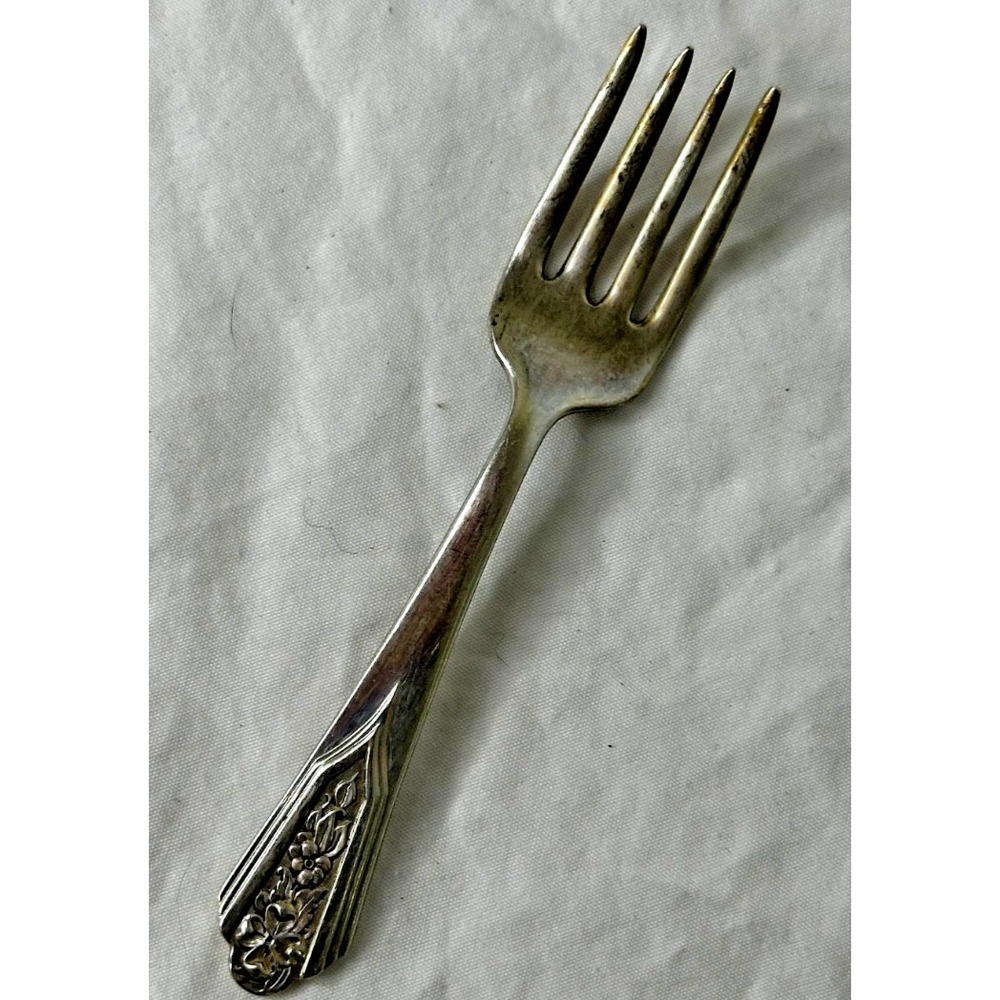 Wallingford sterling silver baby fork Antique 1940s